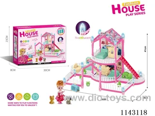 Glow-in-the-dark purple DIY assembled castle doll house 113PCS