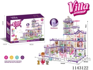 Glow-in-the-dark purple DIY assembled castle doll house 399PCS with coloured lights