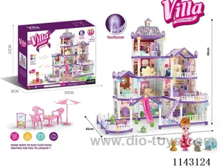 Luminous purple DIY assembled castle doll villa 275PCS with colourful lights