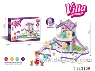 Glow-in-the-dark purple DIY assembled castle doll house 113PCS