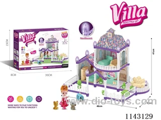 Luminous purple DIY assembled castle doll house 113PCS