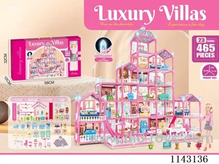 Glow-in-the-dark DIY assembled castle house 465PCS with lights-11 inch big Barbie