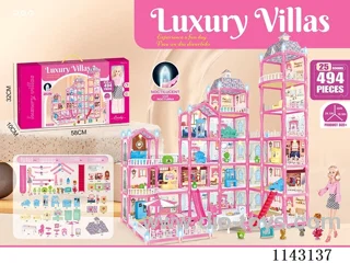 Glow-in-the-dark DIY assembled castle villa 494PCS with lights-11 inch big Barbie
