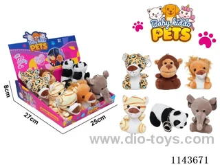 Plush wild animal doll pendant (lion, elephant, leopard, tiger, panda, monkey) 12pcs/box