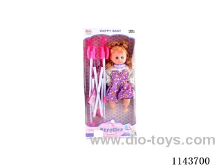 16 inch plastic baby stroller + doll with IC