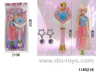 11 inch Barbie + Music Magic Wand + Earrings