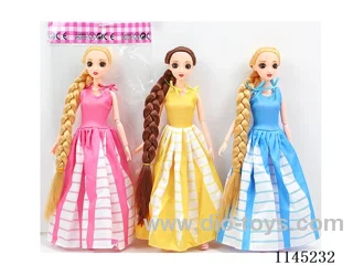 11.5 inch 30 cm 11 joints solid body 3D eyes long braid candy colour Barbie + shoes multi mixes