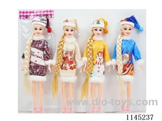 11.5 inch 30cm 9 joints solid body empty feet colourful print eyes long braid Barbie + shoes + hats variety of mix and match