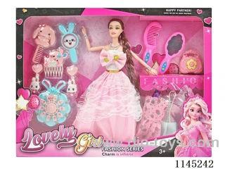 11.5 inch 30cm 11 joints solid body colour printing eyes long braid Barbie doll + clothes + accessories variety mixed