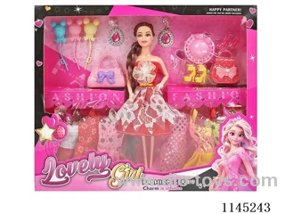 11.5 inch 30cm 9 joints solid body colour printing eyes long braid Barbie + accessories + clothes many mixes