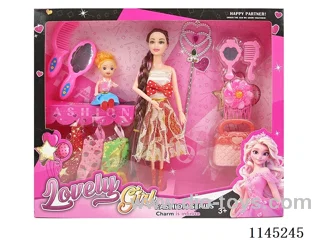 11.5 inch 30cm 9 joints solid body colour printing eyes long braid mother daughter Barbie + clothes + accessories many mixed
