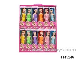 7 inch 15 cm 5 joints solid body colour printing eyes ponytail small Barbie doll display box 24 small box