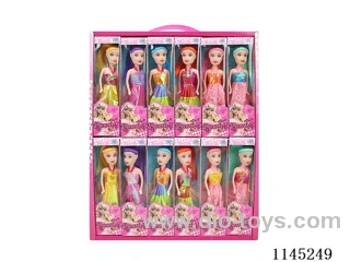 7 inch 15cm 5 joints solid body colour printing eyes ponytail small barbie doll display box 24 small box
