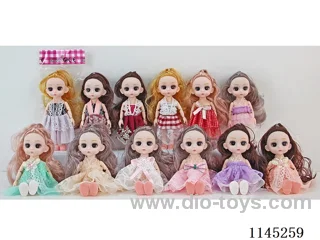 6’ 16cm 21 jointed solid body colour print eye Barbie doll assortment