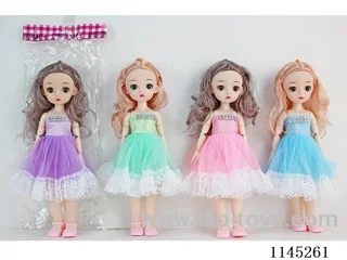 12’ 30cm 23 jointed solid 3D mesh lace dress dolls assortment