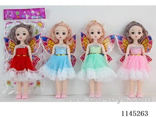 12’ 30cm 21 jointed solid 3D mesh lace dress doll with butterfly wingsMix & Match