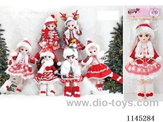 12’ 30cm 21 jointed solid 3D Christmas doll with hat and cotton shoes mix and match