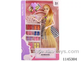 11.5’ 11 jointed solid Barbie with shoe cabinet
