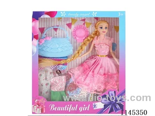 11.5’ 30cm 9 joints solid body colour print eye Barbie + clothes + bag + hat (clothes multi-colour mix)