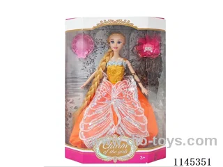 11.5’ 30cm 9 joints solid body colour printing eyes Barbie + hat + wig hairpin (clothes multi-colour mix)