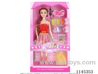 11.5’ 30cm 9 joints solid body colour print eye Barbie + accessories + clothes (clothes multi-colour mix)