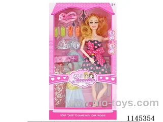 11.5’ 30cm 11 jointed solid body colour print eye Barbie + accessories + clothes (clothes multi-colour mix)