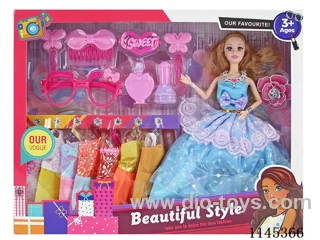 11.5″30cm 9 joints solid body colour print eyes Dress Barbie + glasses + clothes + accessories