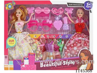 11.5’ 30cm 5 joints solid body colour print eye sister Barbie + clothes + glasses + accessories