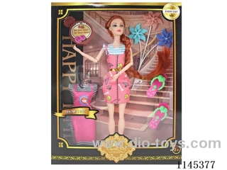 11.5’ 30cm 9 jointed solid body Barbie + clothes + pinwheel + slippers