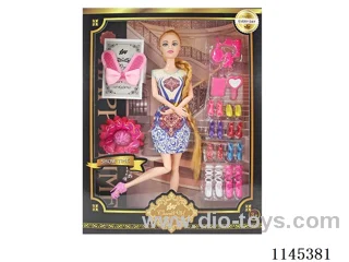 11.5’ 30cm 11 jointed solid colour eye barbie + shoe cabinet + hair accessories
