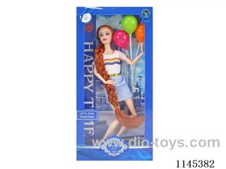 11.5’ 30cm 11 jointed solid colour eye Barbie + balloon