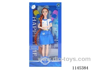 11.5’ 30cm 9 jointed solid colourful eye barbie + snow bar