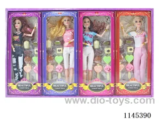 11.5’ 30cm 9 jointed solid body colour print eye lift Barbie + dessert + jewellery 4 small box set