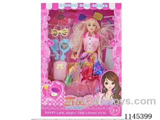 11 inch 27cm 5 joints empty body colour printing eyes Barbie + luggage + glasses + comb mirror