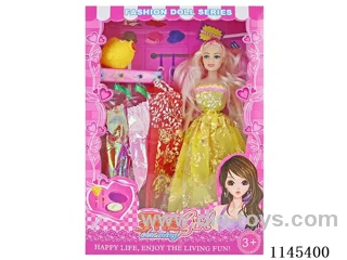 11’ 27cm 5 jointed empty body colour print eye Barbie + clothes + fish