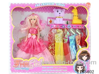 11’ 27cm 5 jointed empty body colourful print eye Barbie + BB whistle animal