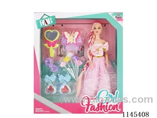 11.5’ 30cm 9 jointed solid colour eye barbie + accessories