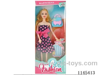 11.5’ 30cm 9 joints solid body colourful printed eyes barbie + bag