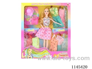 11.5 inch 30 cm 9 joints solid body colour print eye Barbie + clothes + bag + hat
