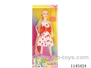11.5’ 30cm 9 jointed solid colour eye Barbie + bag + necklace