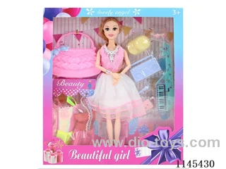 11.5’ 30cm 11 jointed solid body colour print eye barbie + clothes + shoe wardrobe + bag + accessories
