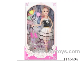 11.5’ 30cm 11 joints solid body colour print eye barbie + necklace + balloon + accessories