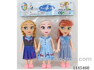 6’ 16cm 5 jointed solid body colourful eye doll three packs