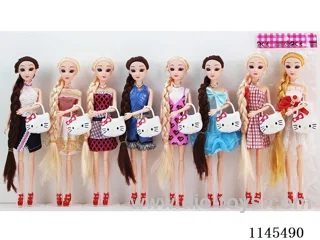 11 joints solid 3D real eye long pigtail doll 3 mixes with heiio kitty bag