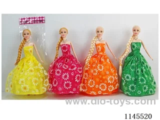 11.5″29cm 9 joints solid body colour print eyelet dress barbie + necklace Various mixes