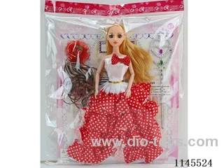 11.5’ 30cm 9 joints solid body 3D real eye Barbie + magic wand + wig headdress (clothes multi-colour mix)