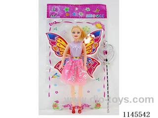 11.5’ 30cm 5 joints empty body with colour print eyes Barbie+Butterfly wings+Magic Wand
