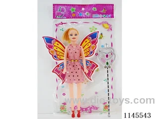 11.5’ 30cm 5 joints empty body with colourful printed eyes Barbie + Butterfly Wings + Magic Wand