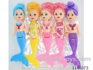 5’ 12cm Solid Colour Printed Eye Mermaid Dolls 5pcs