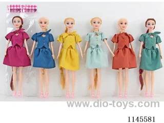11.5’ 30cm 9 jointed solid colour print eye barbie assorted